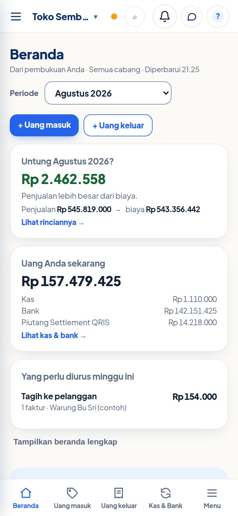 Beranda SeraBooks di layar ponsel.